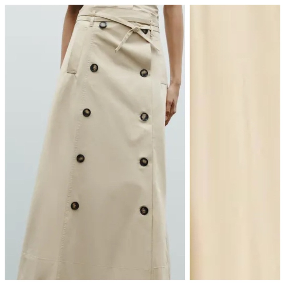 Zara Beige Double-Breasted Midi Skirt - Picture 3 of 10